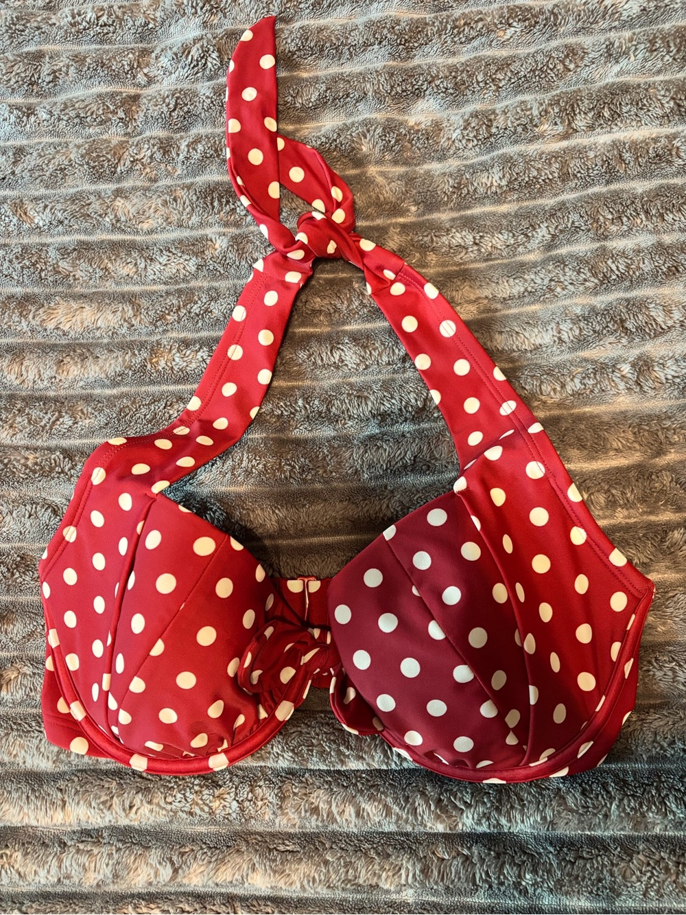 Adore Me Red Polka Dot Halter Bikini Top 32DDD